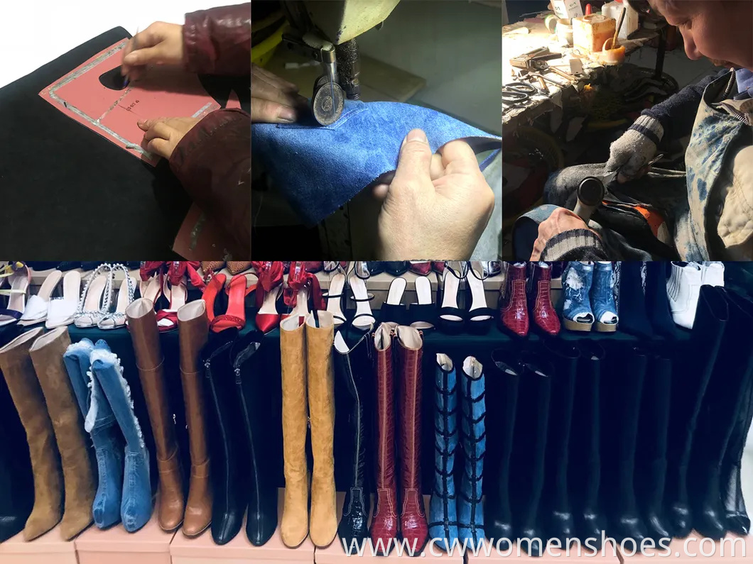 Large Size High Heels Women Silver Block Heel Mules with Crystal Drape